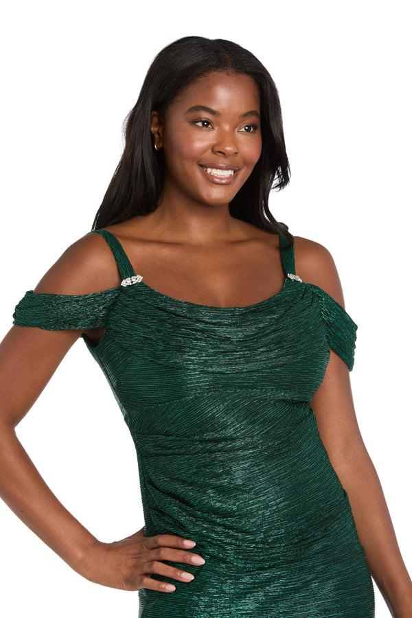 R&m Richards Metallic Off The Shoulder Dress