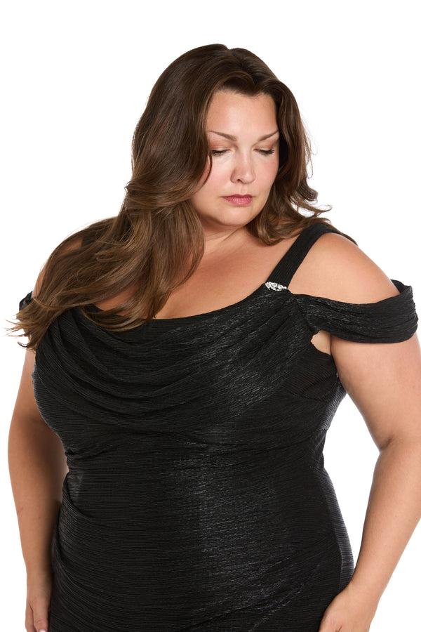 R&m Richards Metallic Off The Shoulder Dress - Plus