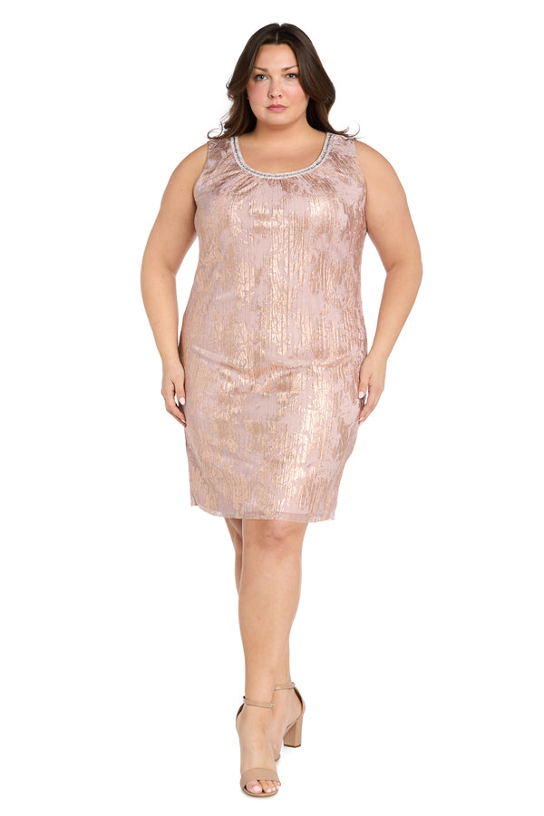 R&m Richards Metallic Patterned Jacket Dress - Plus