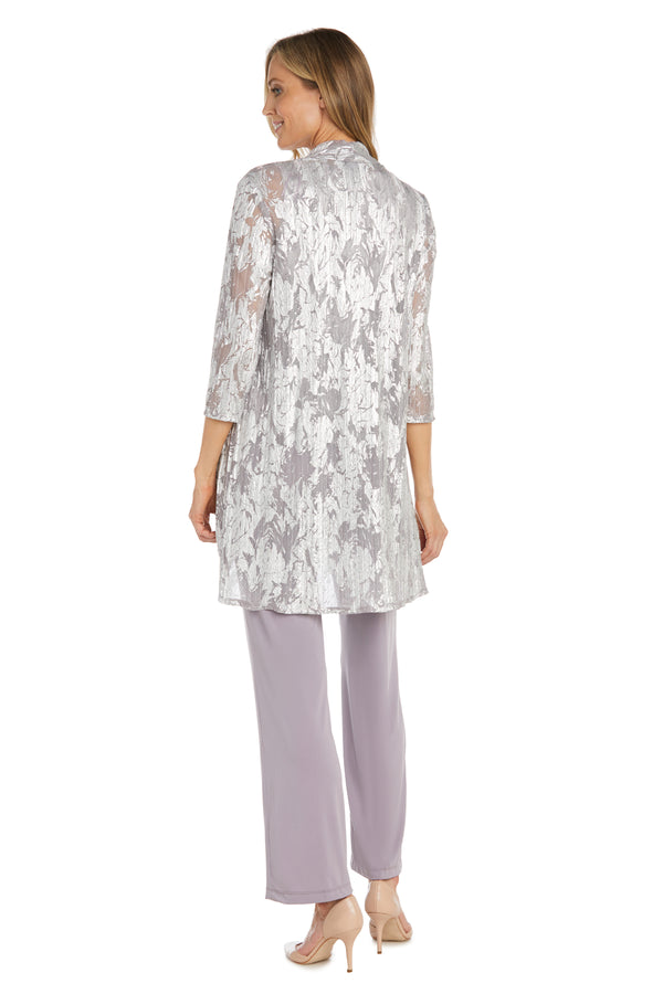 R&m Richards Metallic Patterned Pantsuit