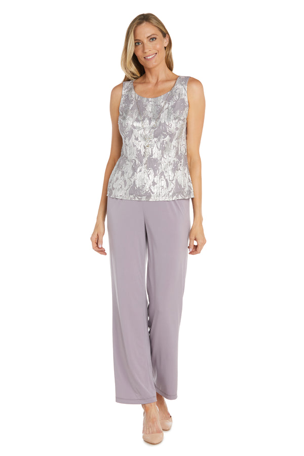 R&m Richards Metallic Patterned Pantsuit