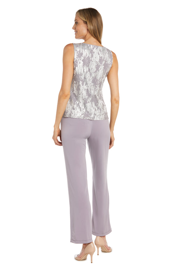 R&m Richards Metallic Patterned Pantsuit