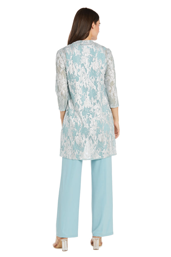 R&m Richards Metallic Patterned Pantsuit - Petite