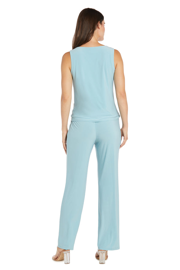 R&m Richards Metallic Patterned Pantsuit - Petite