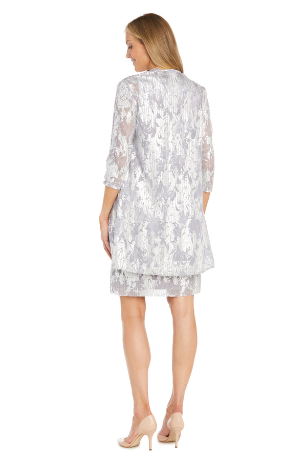 R&m Richards Metallic Printed Jacket Dress