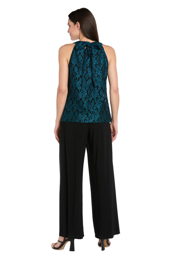 R&m Richards Midnight Elegance Lace Bow Jumpsuit