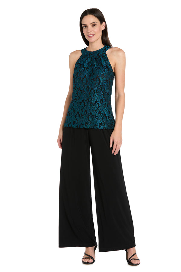 r&m richards Midnight Elegance Lace Bow Jumpsuit