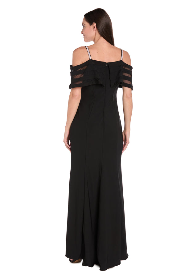 R&m Richards Midnight Mirage Mesh Gown