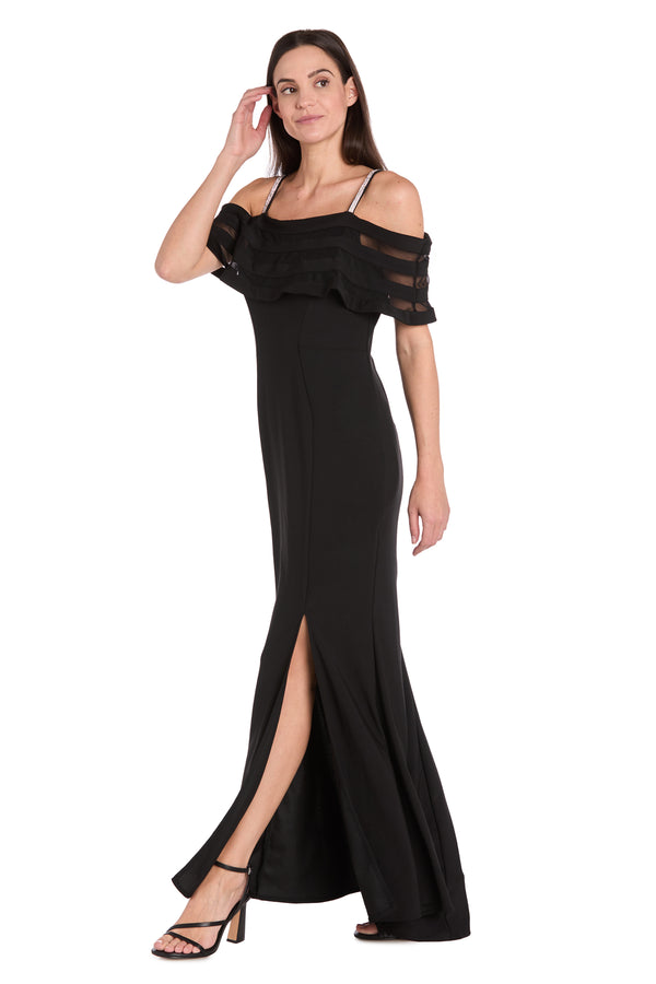 R&m Richards Midnight Mirage Mesh Gown