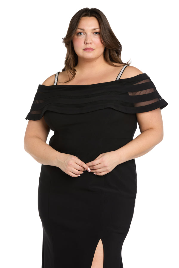 R&m Richards Midnight Mirage Mesh Gown-Plus