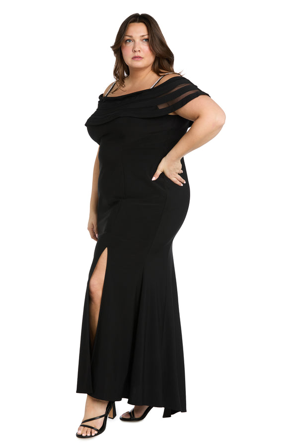 R&m Richards Midnight Mirage Mesh Gown-Plus