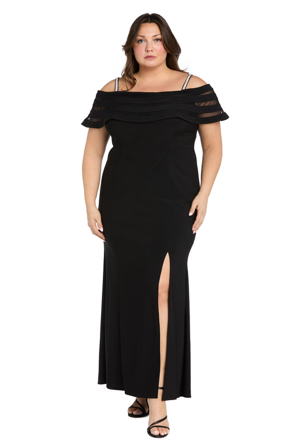 r&m richards Midnight Mirage Mesh Gown-Plus