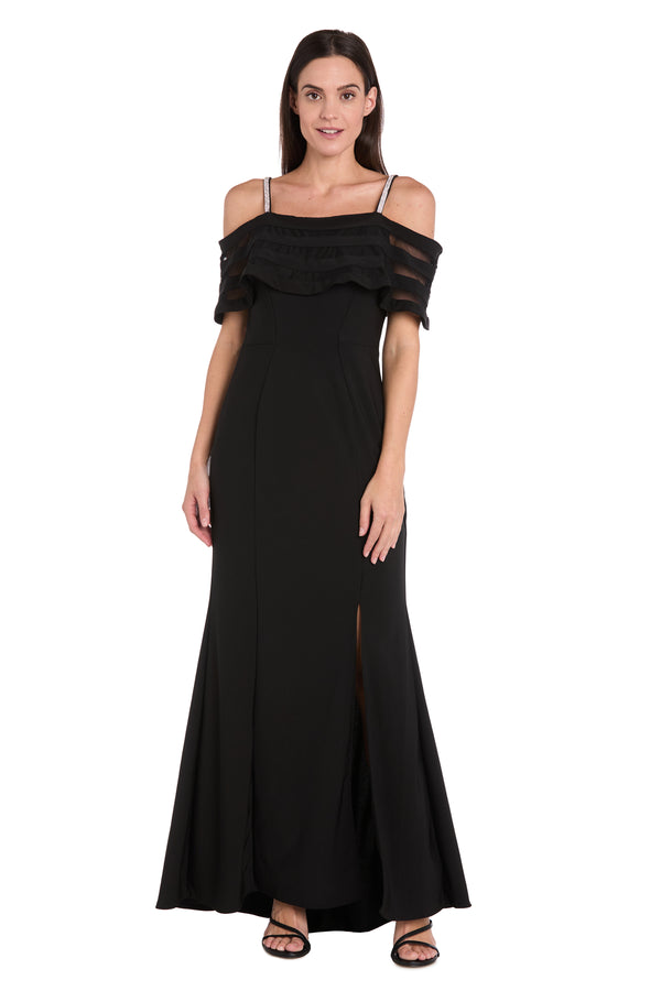r&m richards Midnight Mirage Mesh Gown