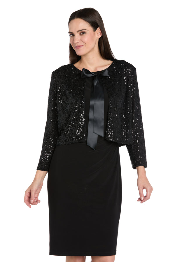 R&m Richards Midnight Sequin Bow Jacket