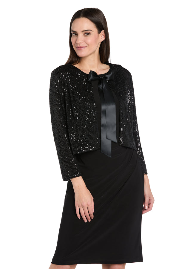 R&m Richards Midnight Sequin Bow Jacket