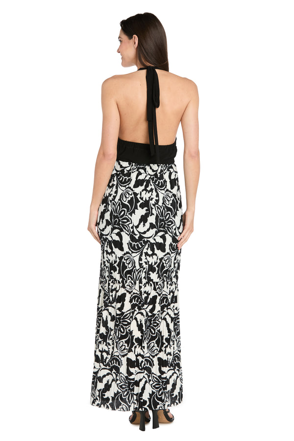 R&m Richards Monochrome Grace Halter Maxi Dress