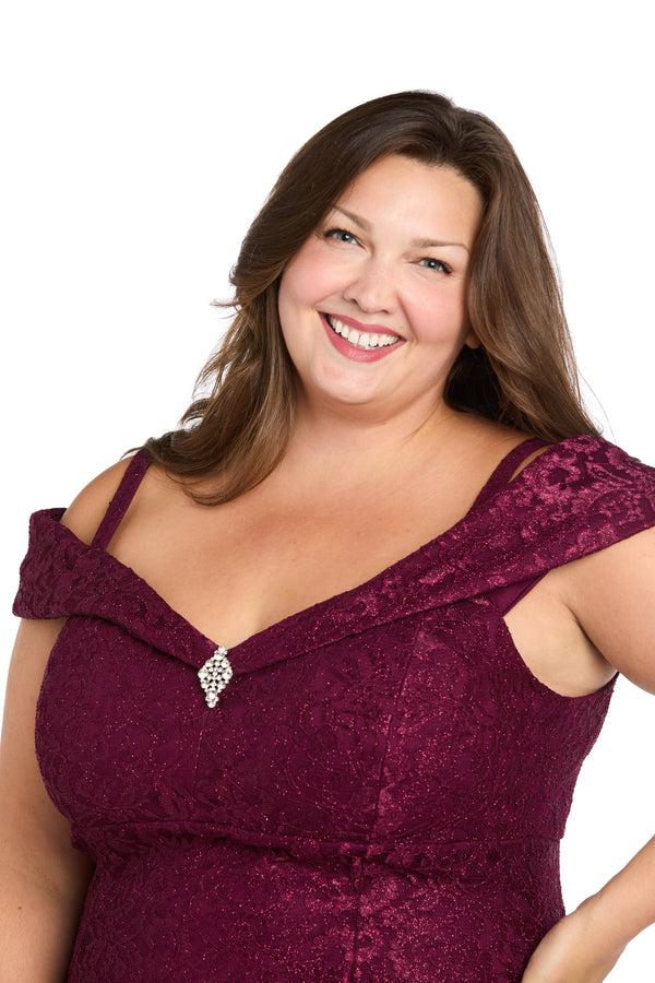 R&m Richards Off The Shoulder Evening Gown - Plus