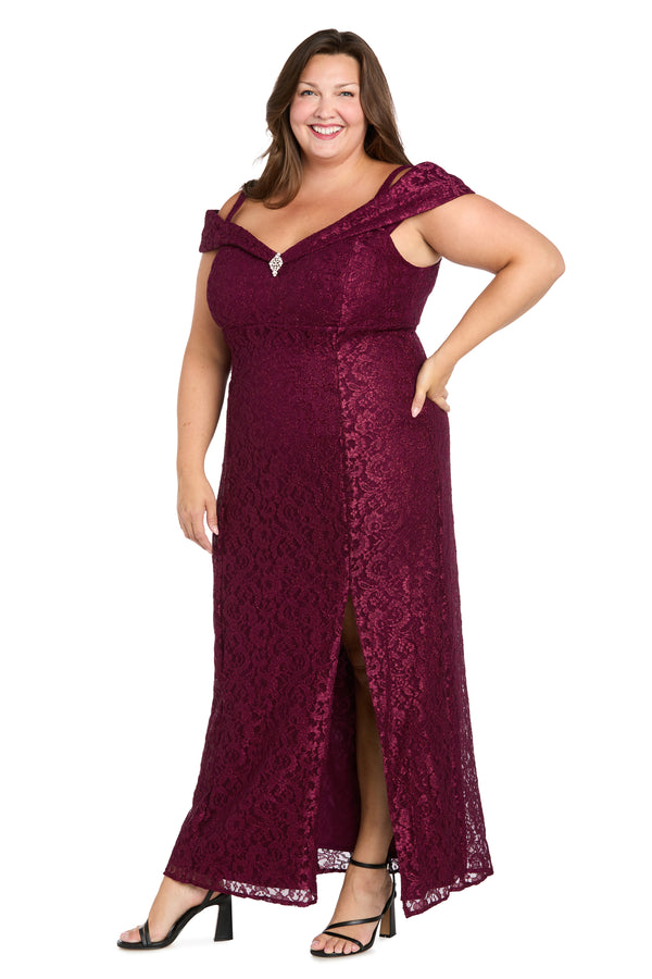 R&m Richards Off The Shoulder Evening Gown - Plus