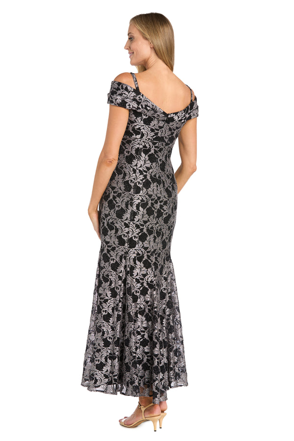 R&m Richards Off The Shoulder Two Toned Lace Dress