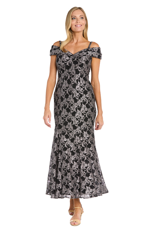 r&m richards Off The Shoulder Two Toned Lace Dress
