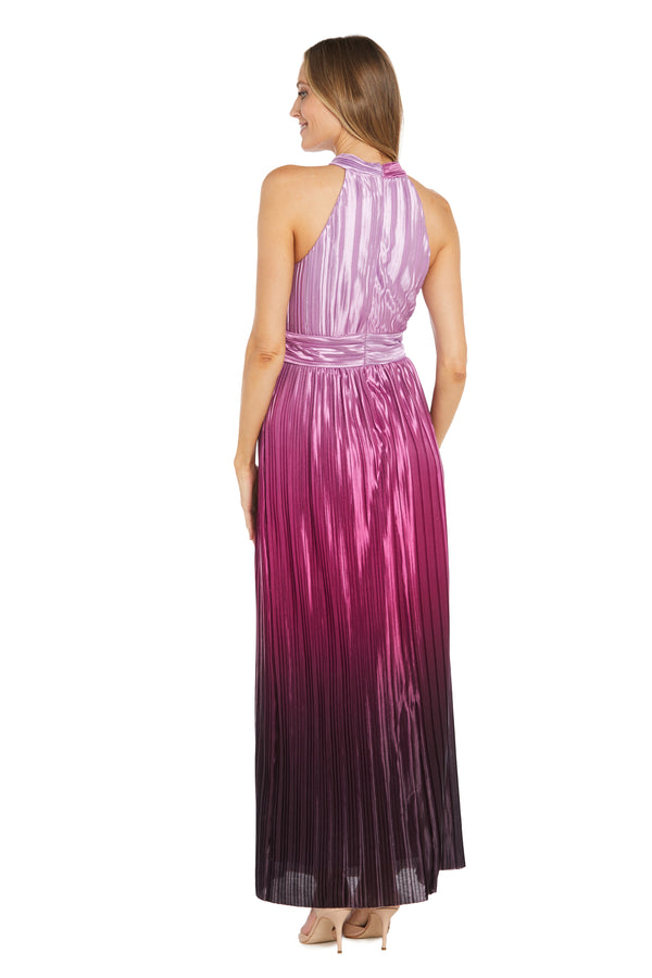 R&m Richards Ombre Satin Pleated Long Dress