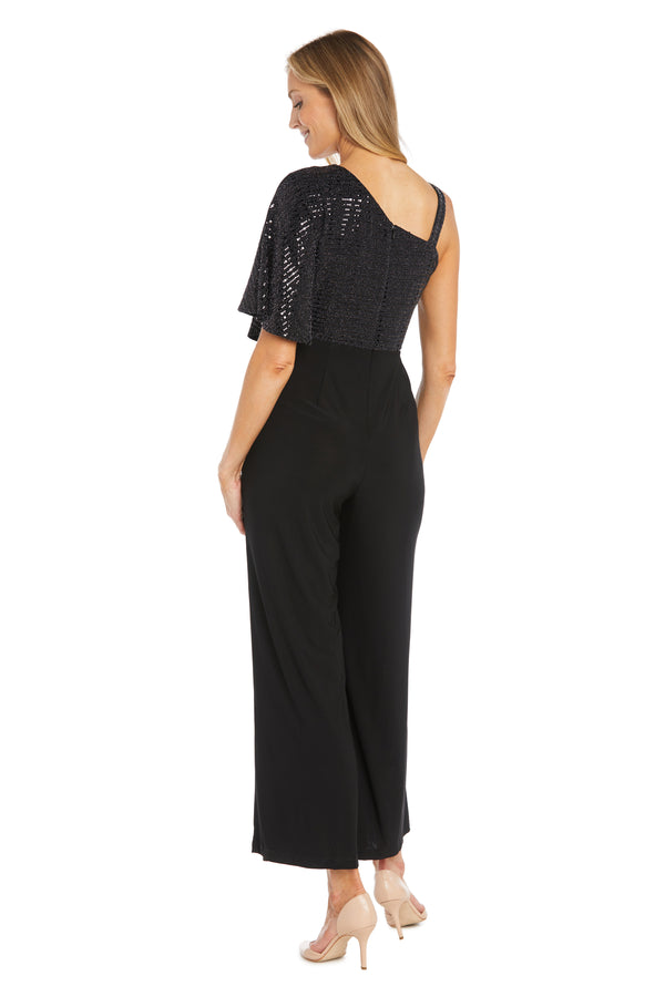 R&m Richards One Shoulder Metallic Jumpsuit - Petite