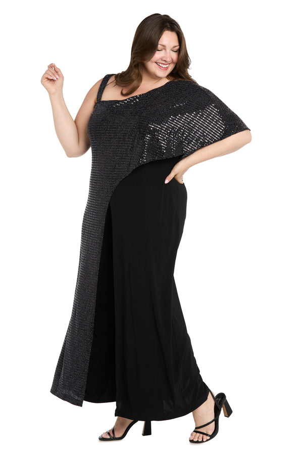 r&m richards One Shoulder Metallic Jumpsuit - Plus