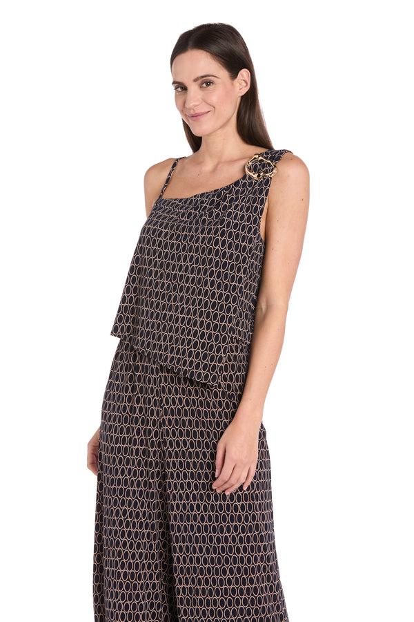 R&m Richards Ornate Pattern Asymmetrical Jumpsuit