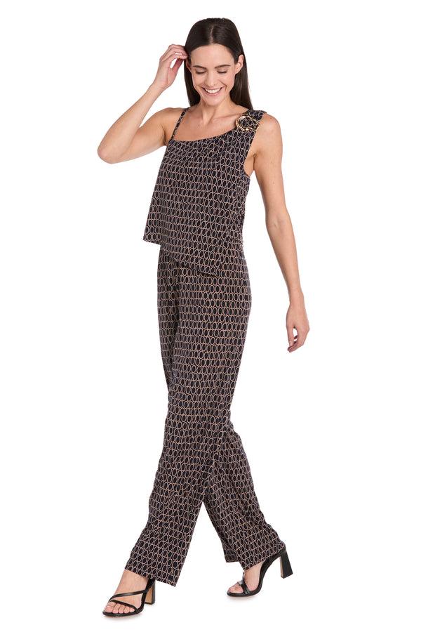 R&m Richards Ornate Pattern Asymmetrical Jumpsuit