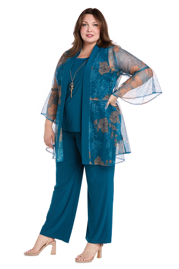 R&m Richards Pantsuit With Flounce Sleeves - Plus