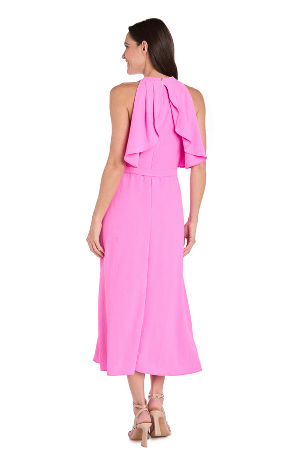R&m Richards Pink High-Neck Midi Dress