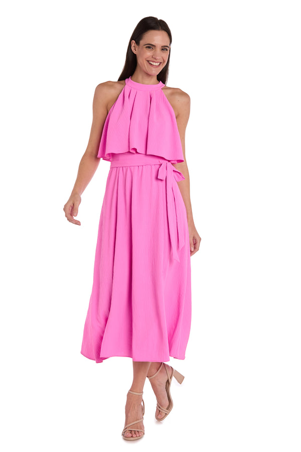r&m richards Pink High-Neck Midi Dress