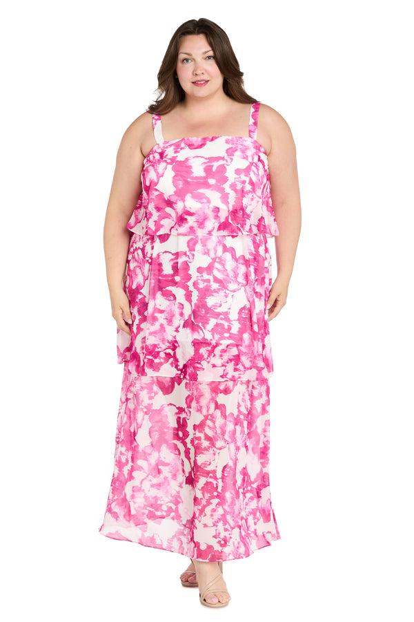 r&m richards Pink & White Chiffon Layered Dress - Plus