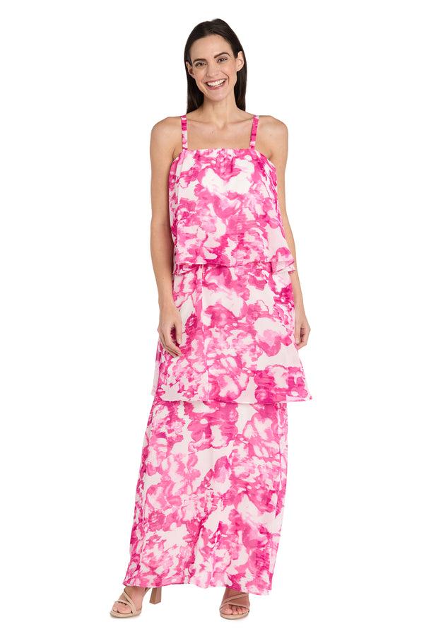 r&m richards Pink & White Chiffon Layered Dress