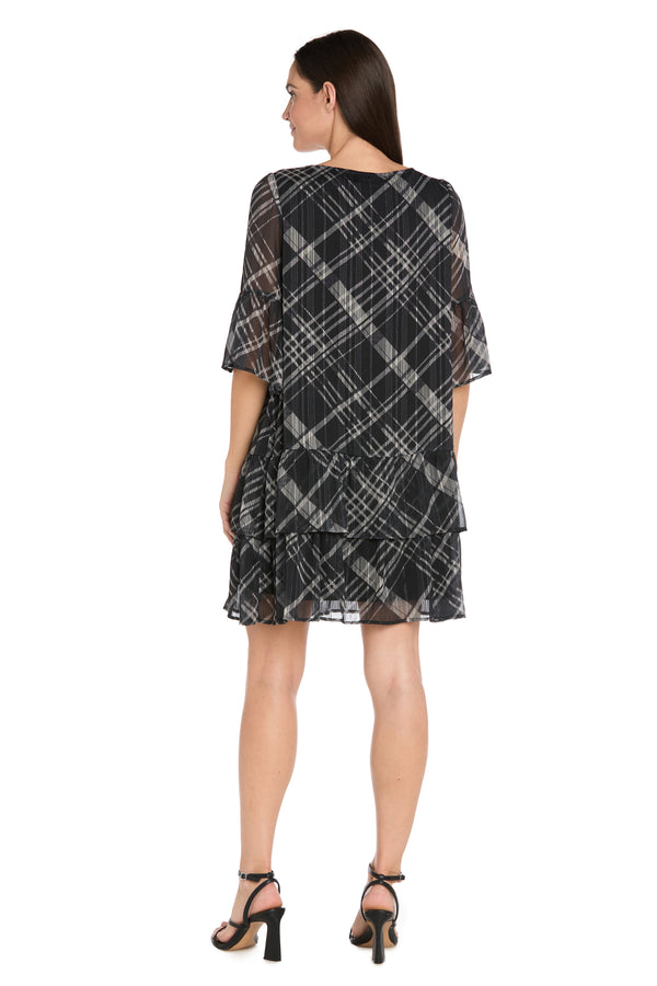 R&m Richards Printed Chiffon Lurex Dress