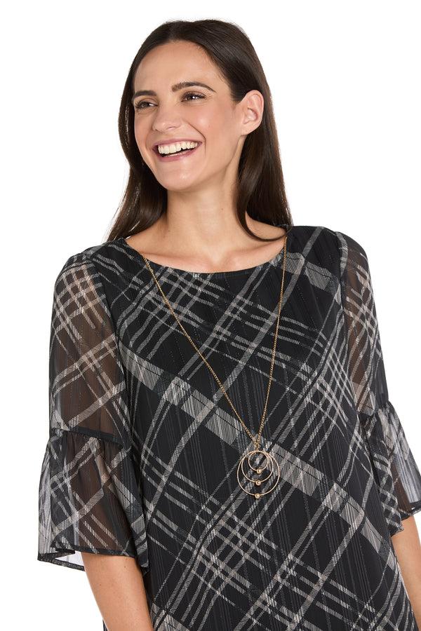 R&m Richards Printed Chiffon Lurex Dress