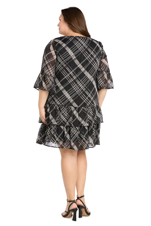R&m Richards Printed Chiffon Lurex Dress - Plus