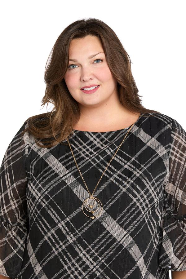 R&m Richards Printed Chiffon Lurex Dress - Plus