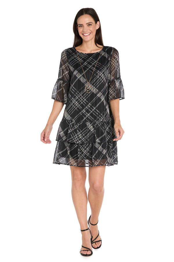 r&m richards Printed Chiffon Lurex Dress