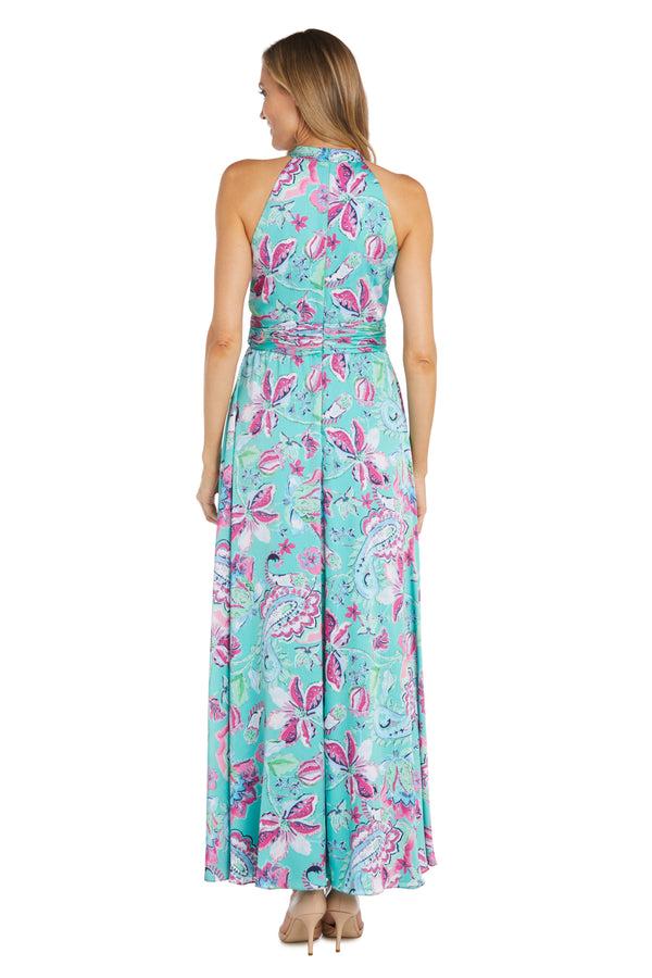 R&m Richards Printed Cross Over Halter Dress