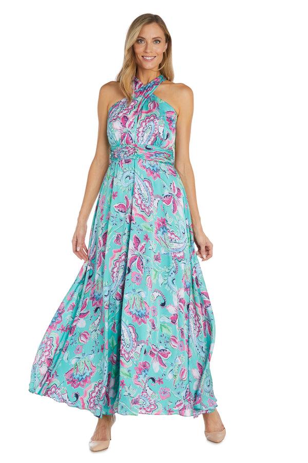 r&m richards Printed Cross Over Halter Dress