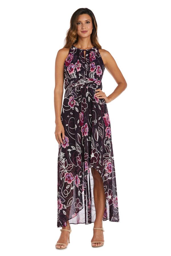 R&m Richards Puff Print High-Low Dress