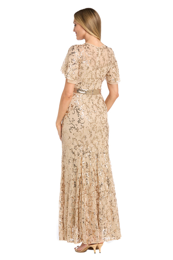 R&m Richards Radiant Glamour Gold Sequin Dress