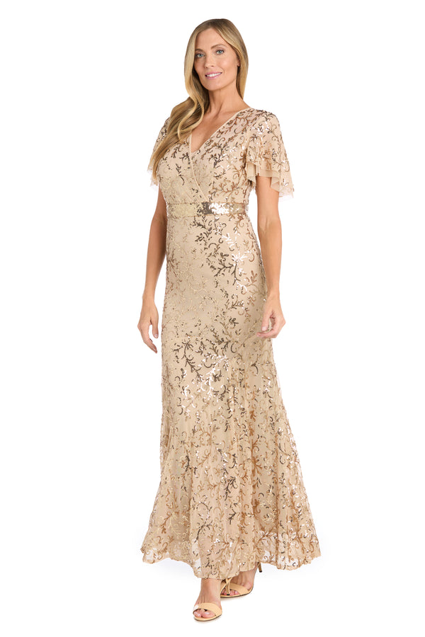 R&m Richards Radiant Glamour Gold Sequin Dress