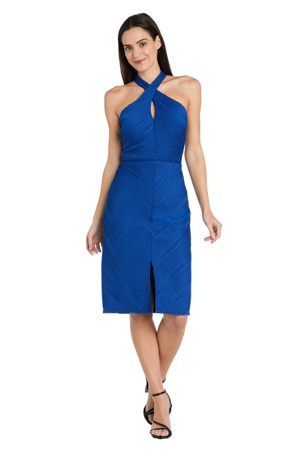 r&m richards Royal Wave Criss-Cross Midi Dress