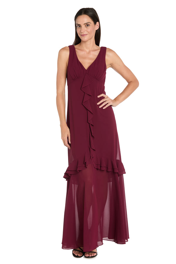 R&m Richards Ruffled Chiffon Dress