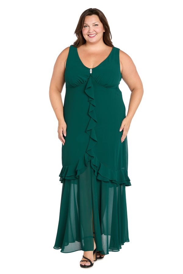 R&m Richards Ruffled Chiffon Dress - Plus