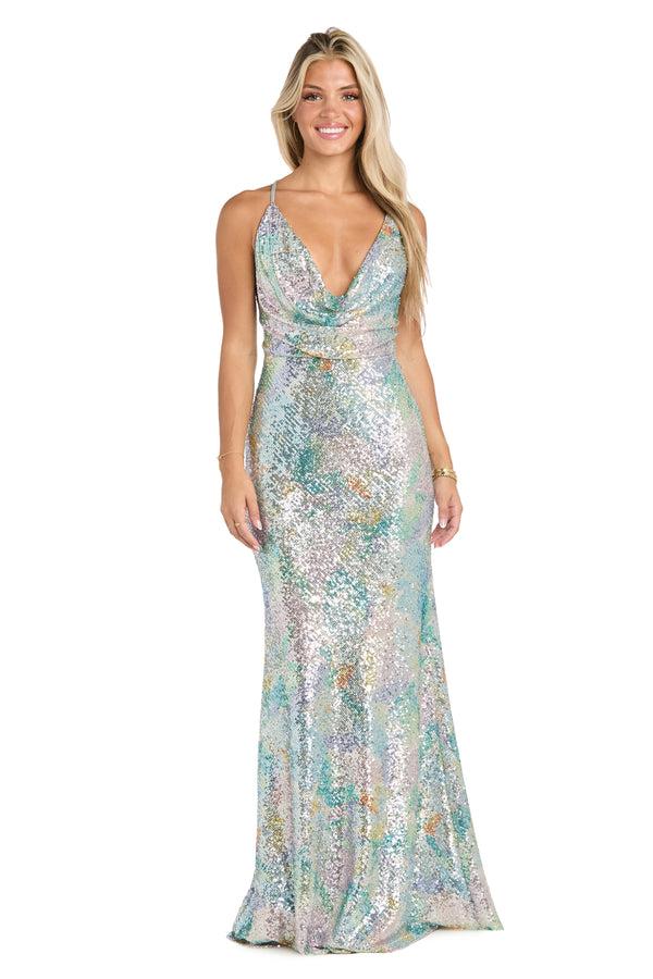 r&m richards Seaglass Sequin Gown