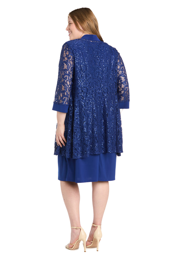 R&m Richards Sequenced Laced Jacket Dress - Plus