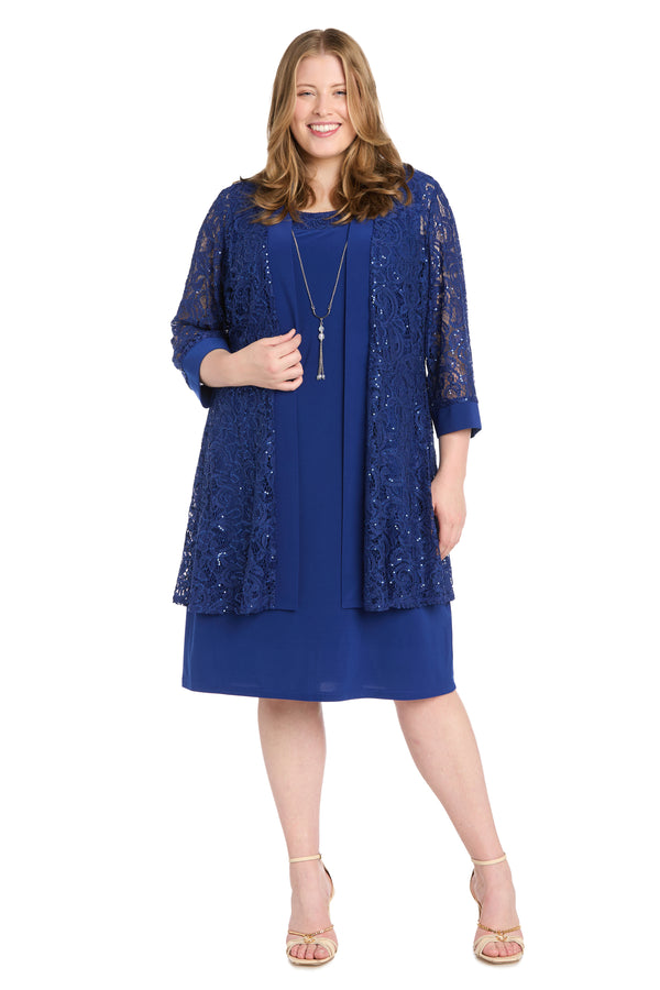 r&m richards Sequenced Laced Jacket Dress - Plus